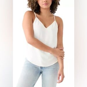 Oak & Trellis Ivory Satin Camisole Tank Top Racerback Ivory White